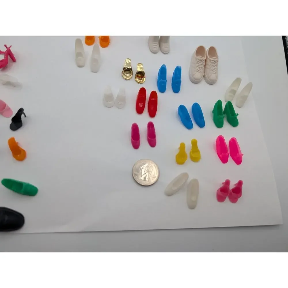 Vintage Doll Shoes Lot Barbie Size Mixed Styles Colors Boots Heels Flats